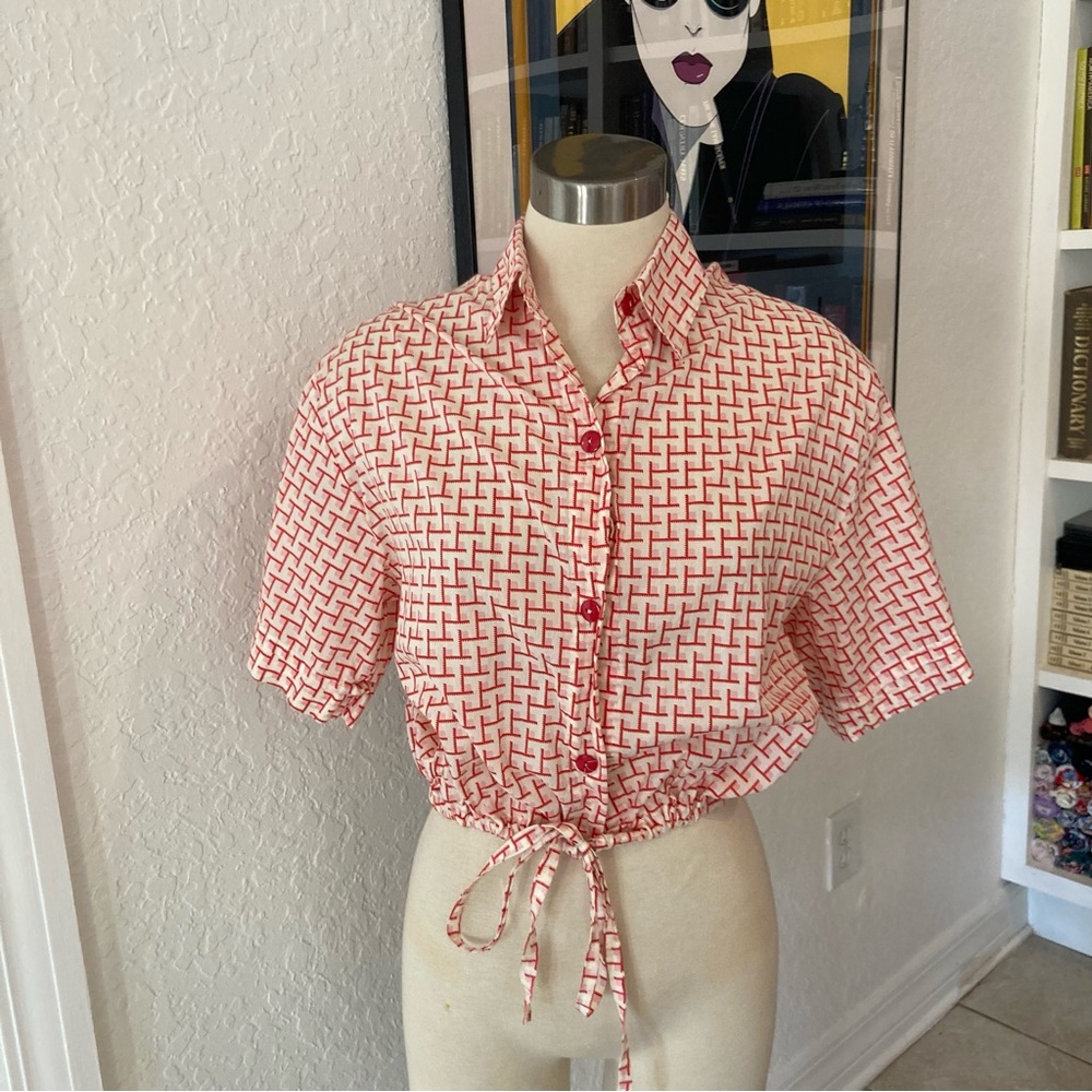 🔥Red Geometric Print Women's Top